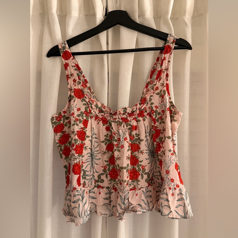Maeve Red and Green Textured Top